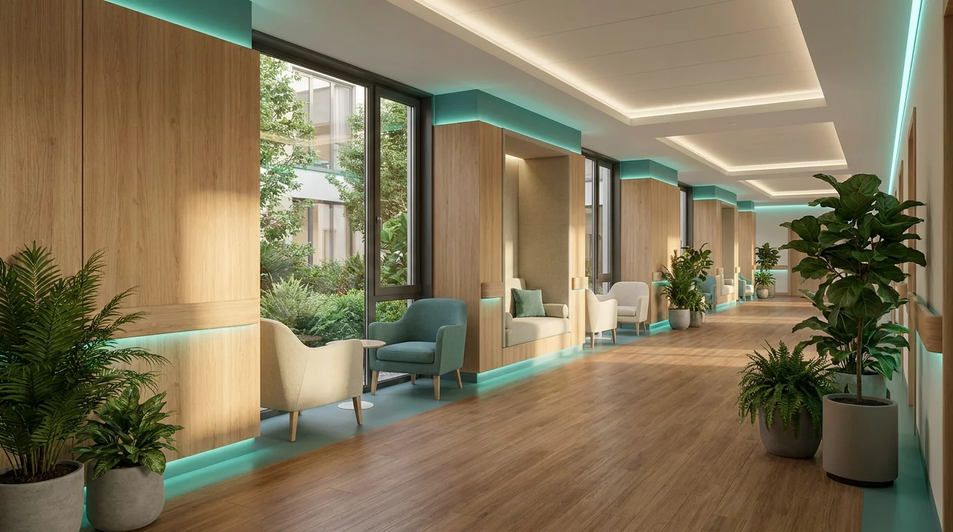 Couloir d'hopital moderne et accueillant