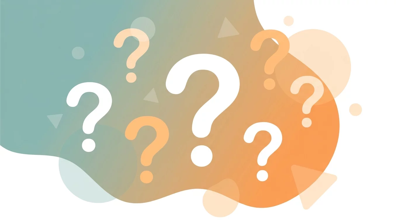 Points d'interrogation sur fond clair style FAQ